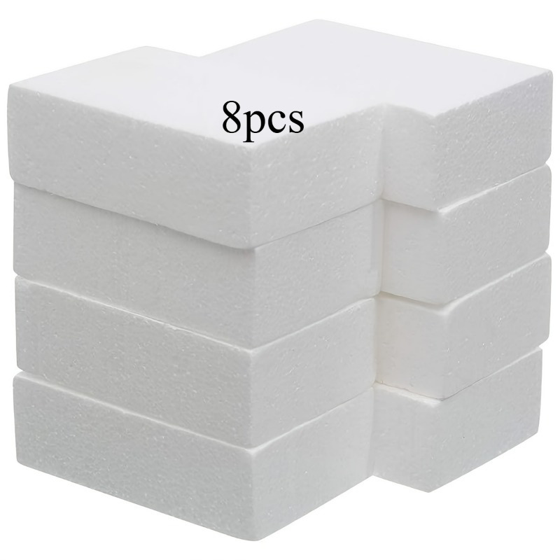 Set Of 8pcs White Foam Handcrafted Building Blocks, 6x4x2 Inches - Suitable For Art Projects, School , Floral Arrangements, And Center Decorations