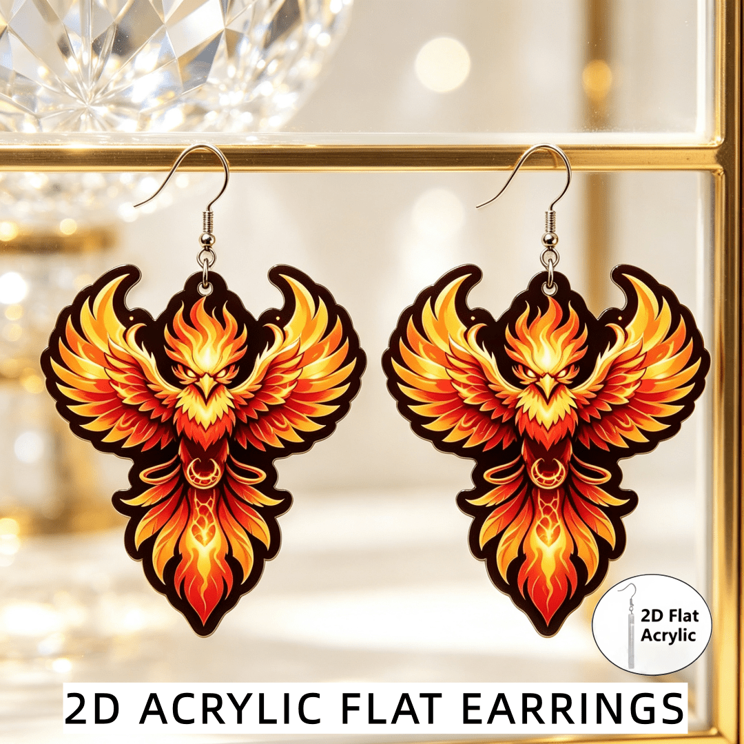 Women's Phoenix Bird Pattern Acrylic Dangle Earrings
