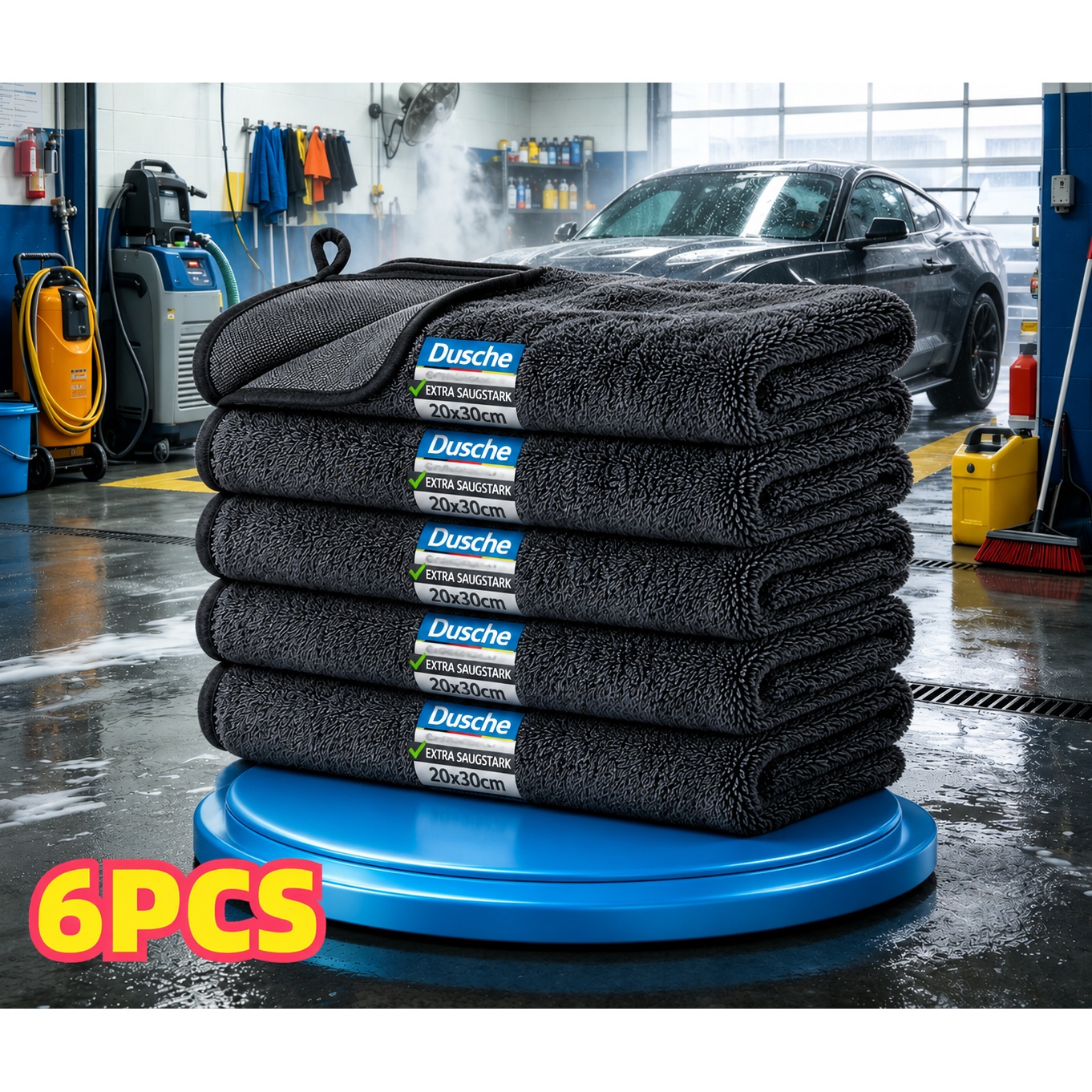 TEMU 6pcs Extra Thick Car Towels, -free Car Wash Towels, Absorbent Microfiber Towels, Quick-drying Car Wash Cloths, Suitable For Bathroom And Car