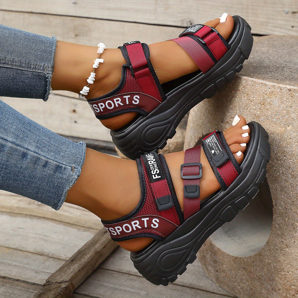 women' color flat sandals open toe summer Temu Mauritius