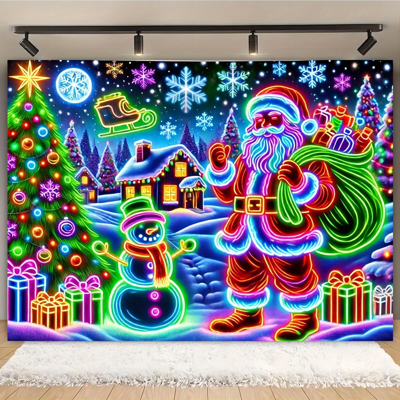 

& Snowman Christmas - Uv Reflective Polyester For Weddings, Birthdays, Anniversaries, Use - Multipurpose / Hanging, Decor, Backdrop - No Needed, 39x59in .8x90.5in, Of 1