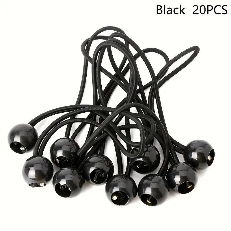 20pcs Durable Nylon Bungee Cords With Plastic Balls Tensile Strength, Outdoor Camping Tent Clamps For Secure Storage And Fixing, Additions