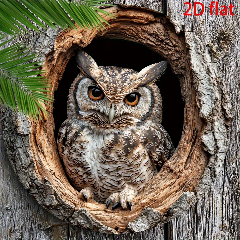 2d Flat, 1pc Vintage, Owl Wooden Wall Decor Sign, Easy To Hang For Home, Cafe, Restaurant, Garage - Perfect Gift Idea