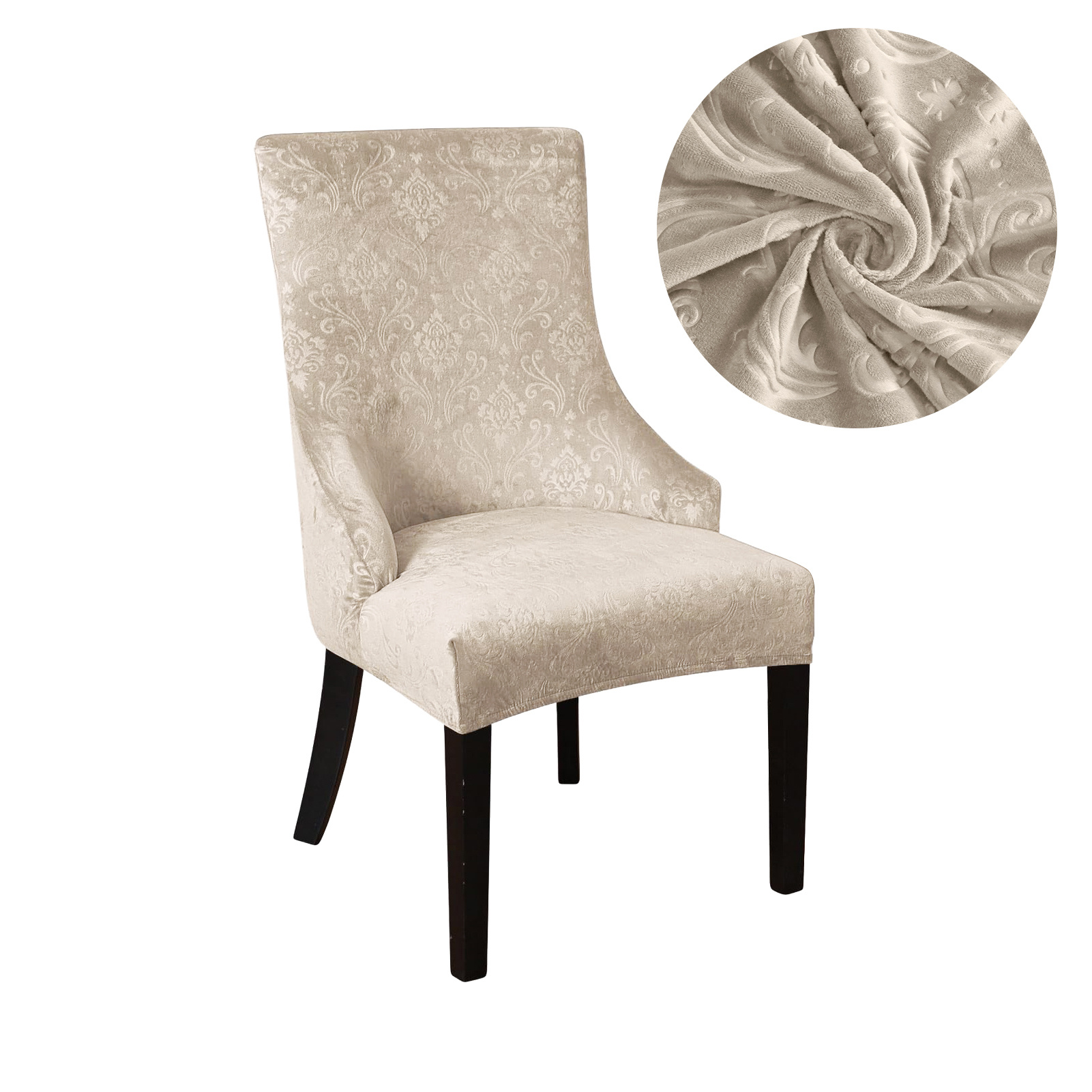 TEMU 1pc Leorate Luxury Velvet Dining Chair Cover Compatible For Chairs - High-elastic Fit, Ultrasound-embossed Modern Lid, Machine-washable For Home