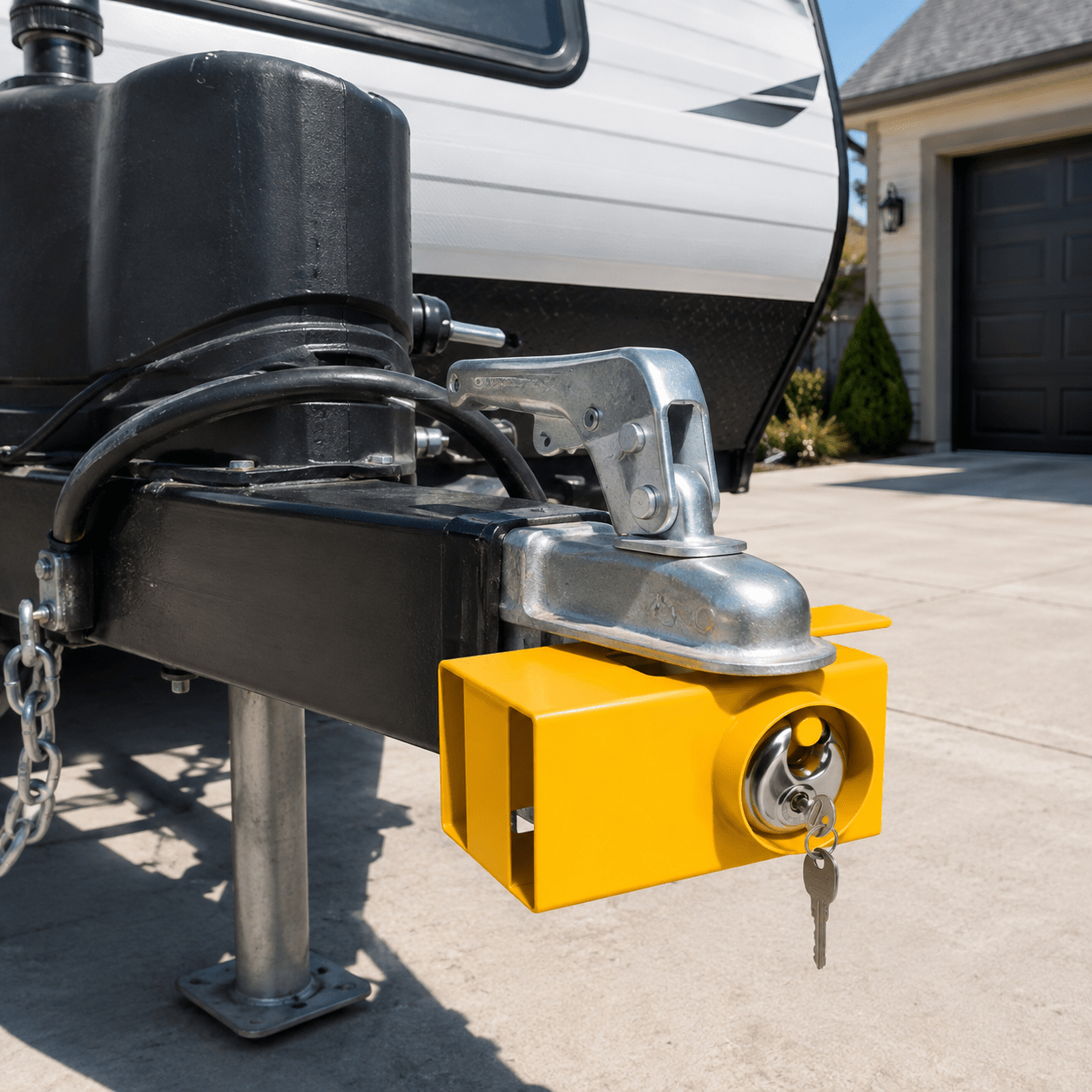 Image of Trailer Tongue Lock, Universal Stainless Accessories - Trailer Pin Lock, For Cargo Container Track Floor Jack Lawn Mower Pick Rv Towing Van Boats