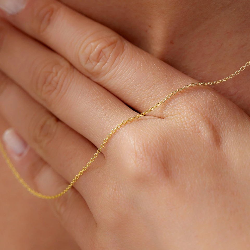 Image of 1 Easy O-shaped Stainless Steel 1mm Thin Chain Necklace, Suitable For Men And Women, Plated With, Waterproof And Does Not Fade, European And American Personalized Design Clavicle Necklace