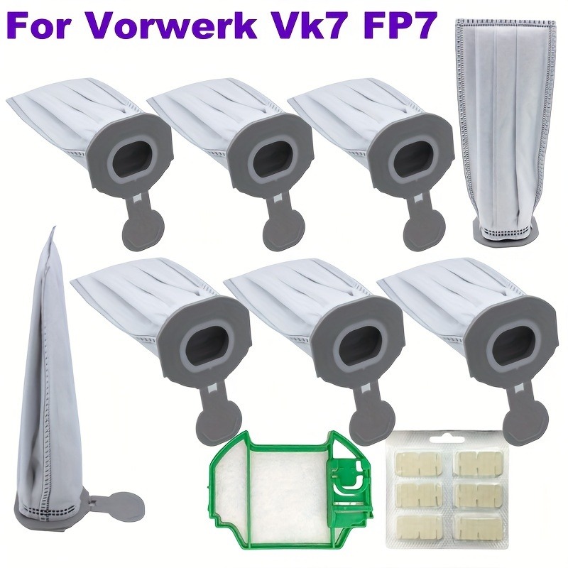 Image of Dust Bag Accessory Kit Compatible With Vorwerk Kobold Vk7 Fp7 Vacuum Cleaner Bags, Includes 8 Dust Bags, 1 Pre-filter, And 1 Scent Tablet For Cordless Vacuum Cleaners