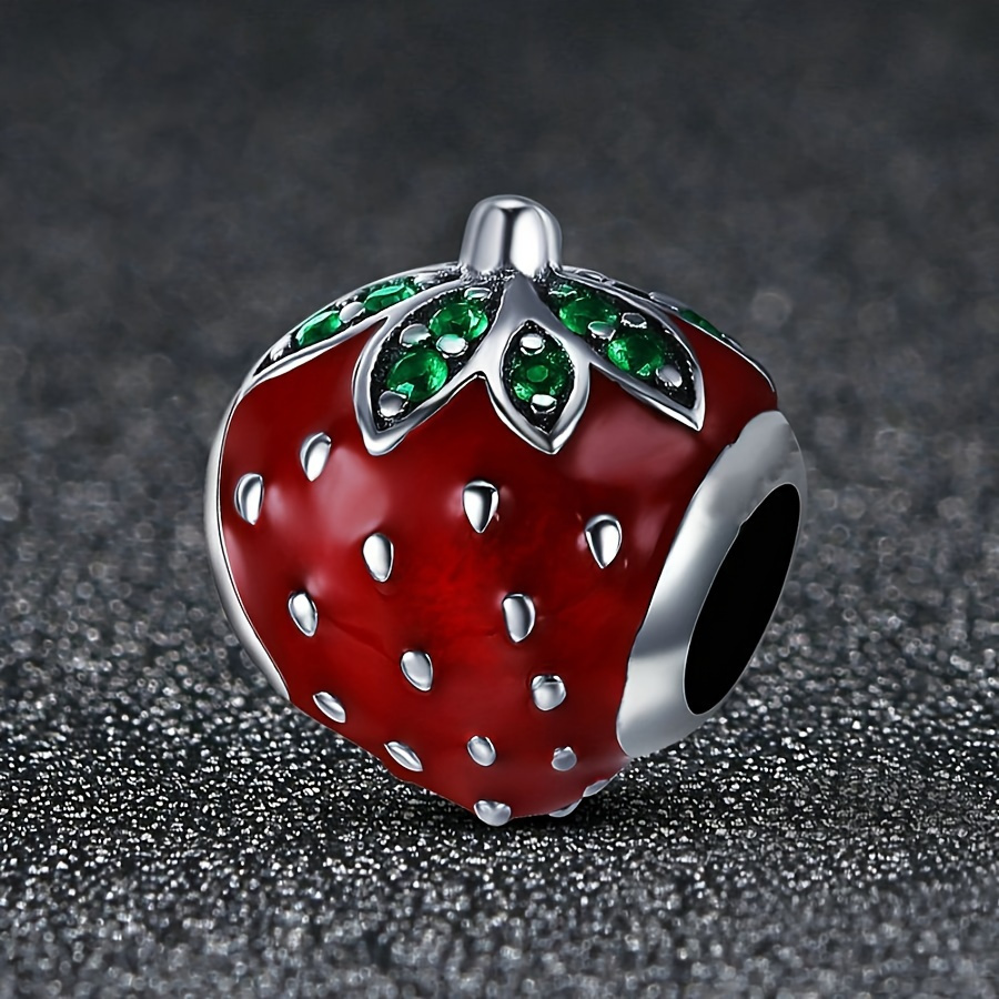 TEMU 1pc Cuenta de Fresa con Aceite Goteante , Cuentas de Fresa Versátiles Adecuadas para la Fabricación de Pulseras y Adiciones de Joyería