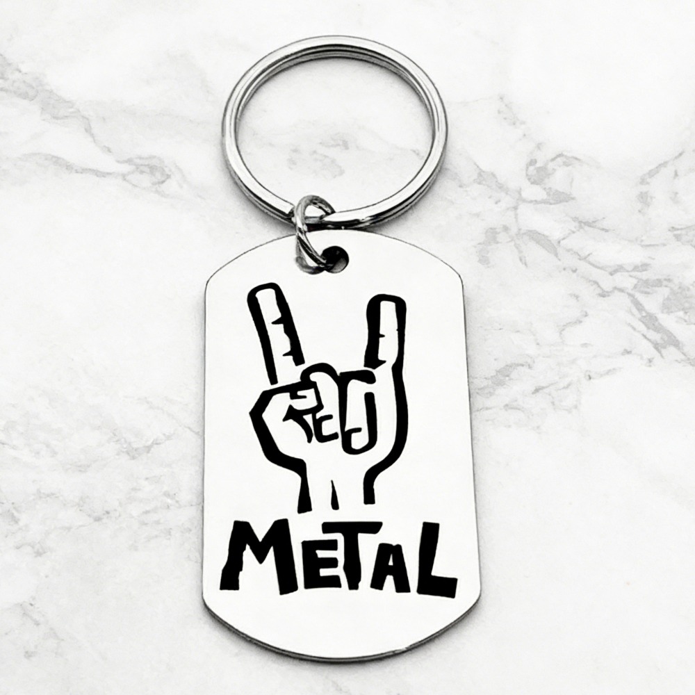 TEMU Un llavero para los entusiastas de la rock con la impresionante "METAL". de acero inoxidable duradero, llavero un look metálico moderno, para