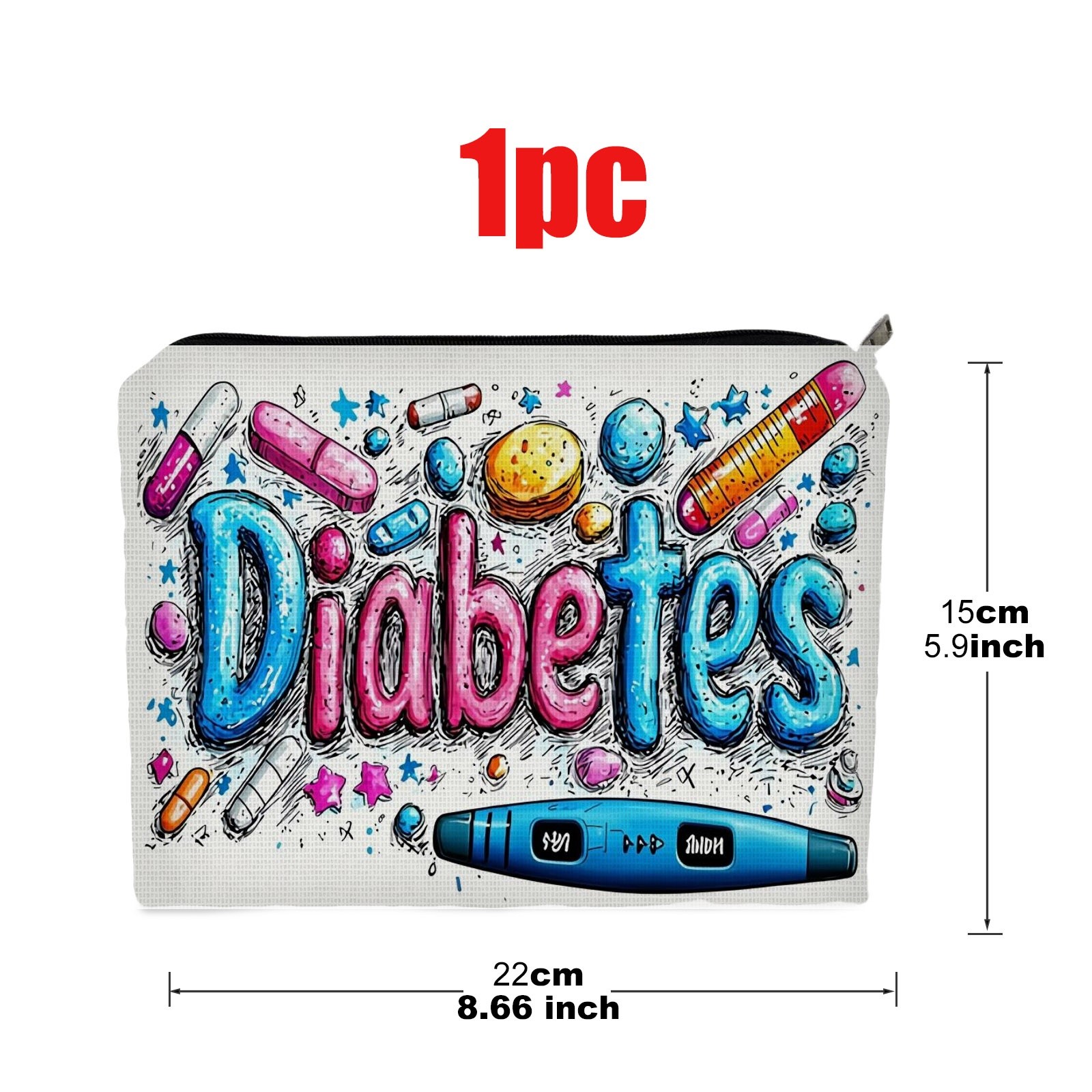 TEMU 1pc - Themed Makeup Bag, Double - Sided Design, Size 5.9in*8.66in, Polyester Material, Ideal For Storing Cosmetics & Supplies, Artistic Cartoon