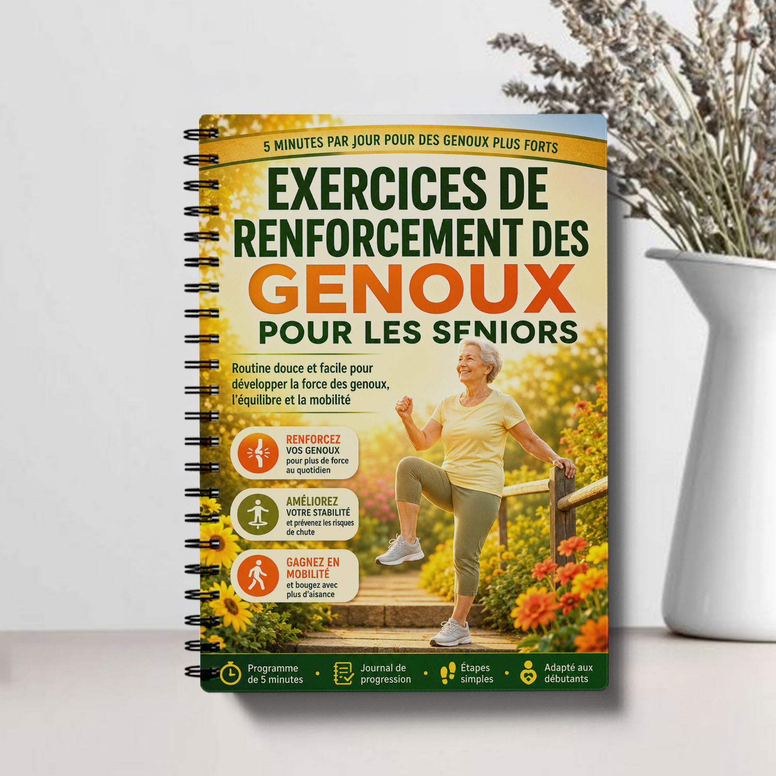 TEMU - Planificateur d'entraînement pour exercices de renforcement des genoux, routine d'étirements pour les genoux à impact faible avec plan de 10