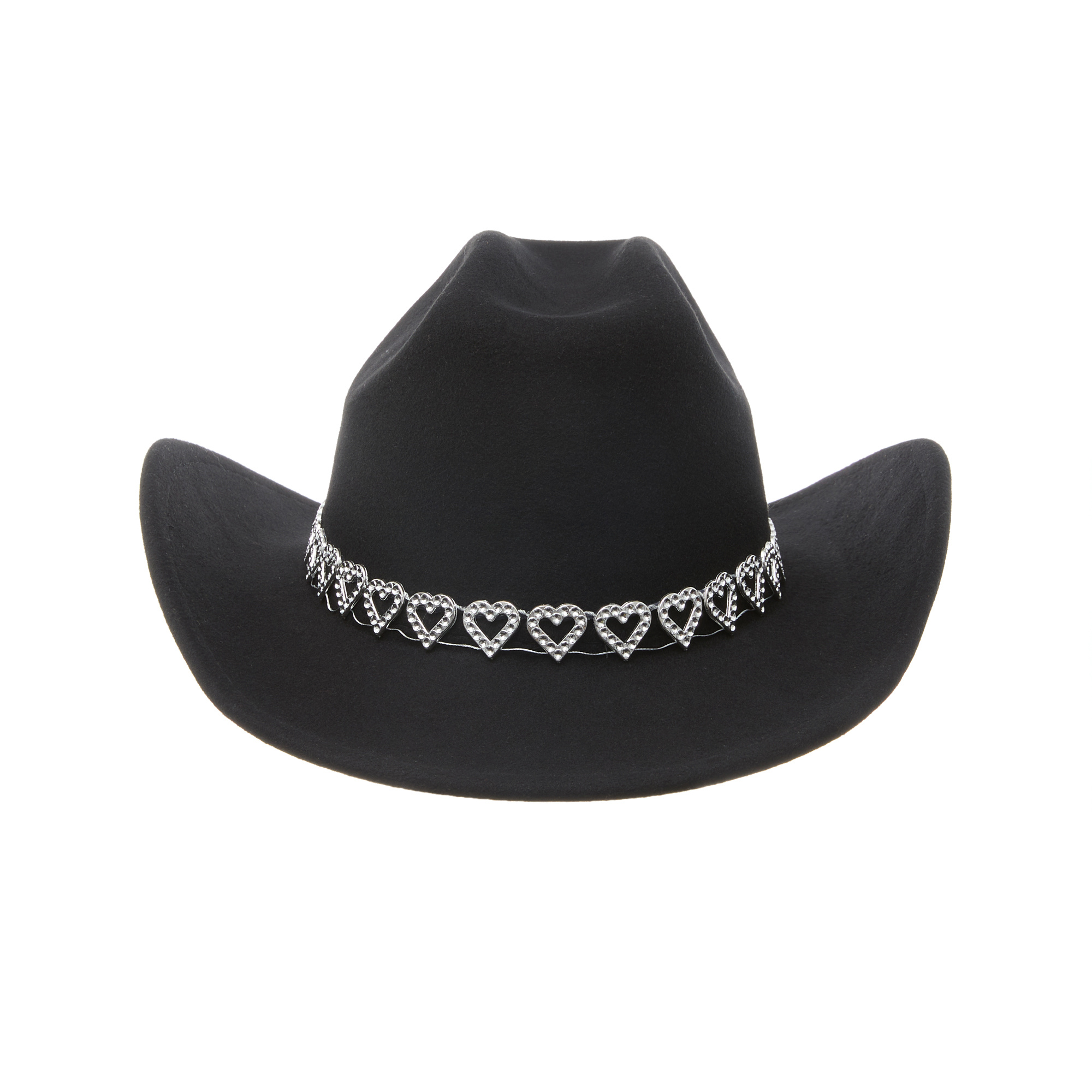 black felt cowboy hat heart band wide brim - Temu display picture 3