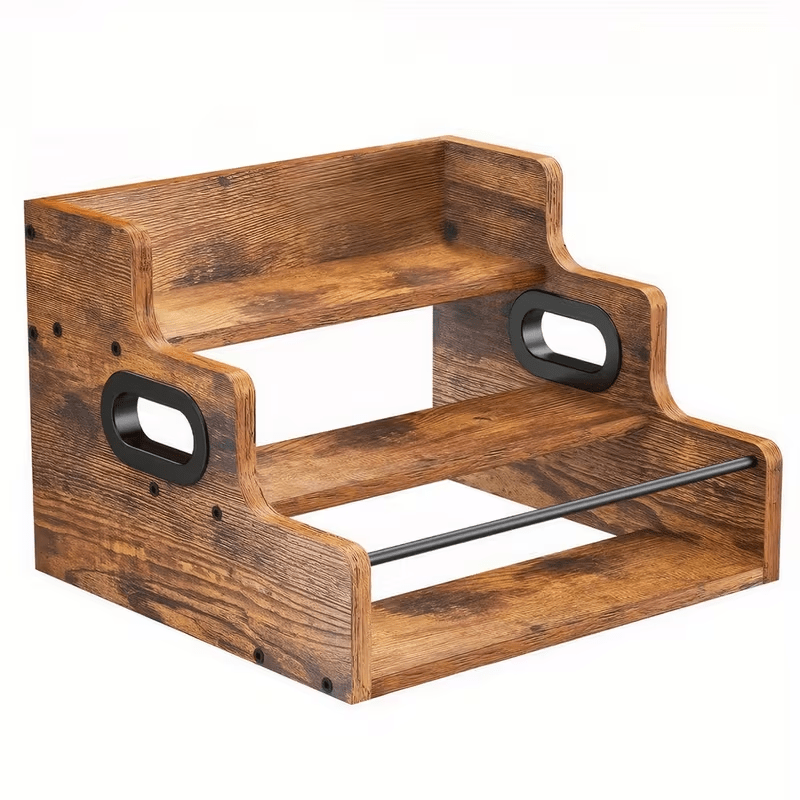 Solid Wood Liquor Bottle Display Shelf, Coffee Syrup Rack Organizer, 3 Step Countertop Liquor Wine Rack, Bar, Liquor Cabinet, Home Bar Shelf Stand for Liquor Whiskey, Spirits, Spice Rack
