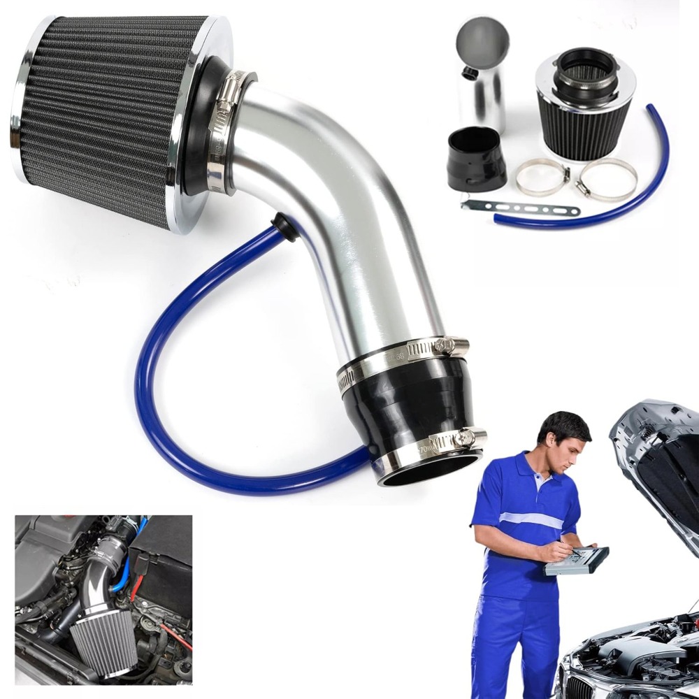 3 Inch Universal Car Cold Air Intake Filter Kit, Aluminum Automobile Filter Induction Flow Hose Pipe Kit System Accessories