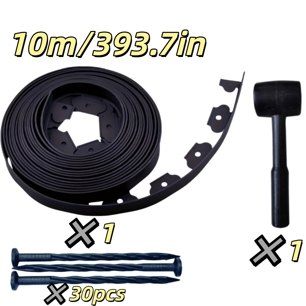TEMU Clôture de jardin creusage avec piquets et marteau, droite pour séparation de pelouse et de , plastique durable pour usage extérieur, séparation