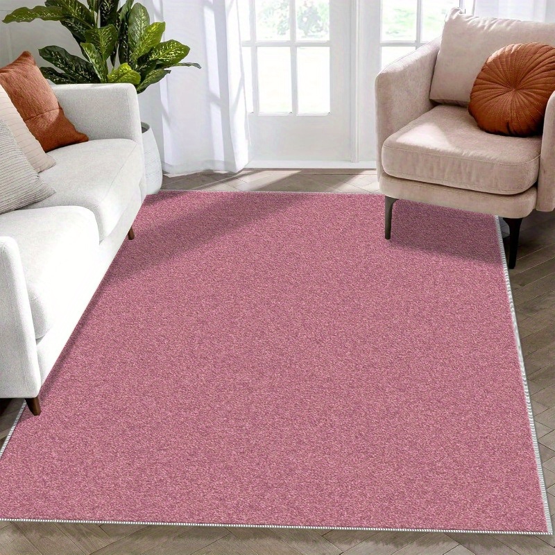 TEMU 1pc Pink Textured Area Rug Made Of Velvet, Lightweight, Washable, And Easy To Manage Floor Mat, Suitable For Living Room, Bedroom, Office,