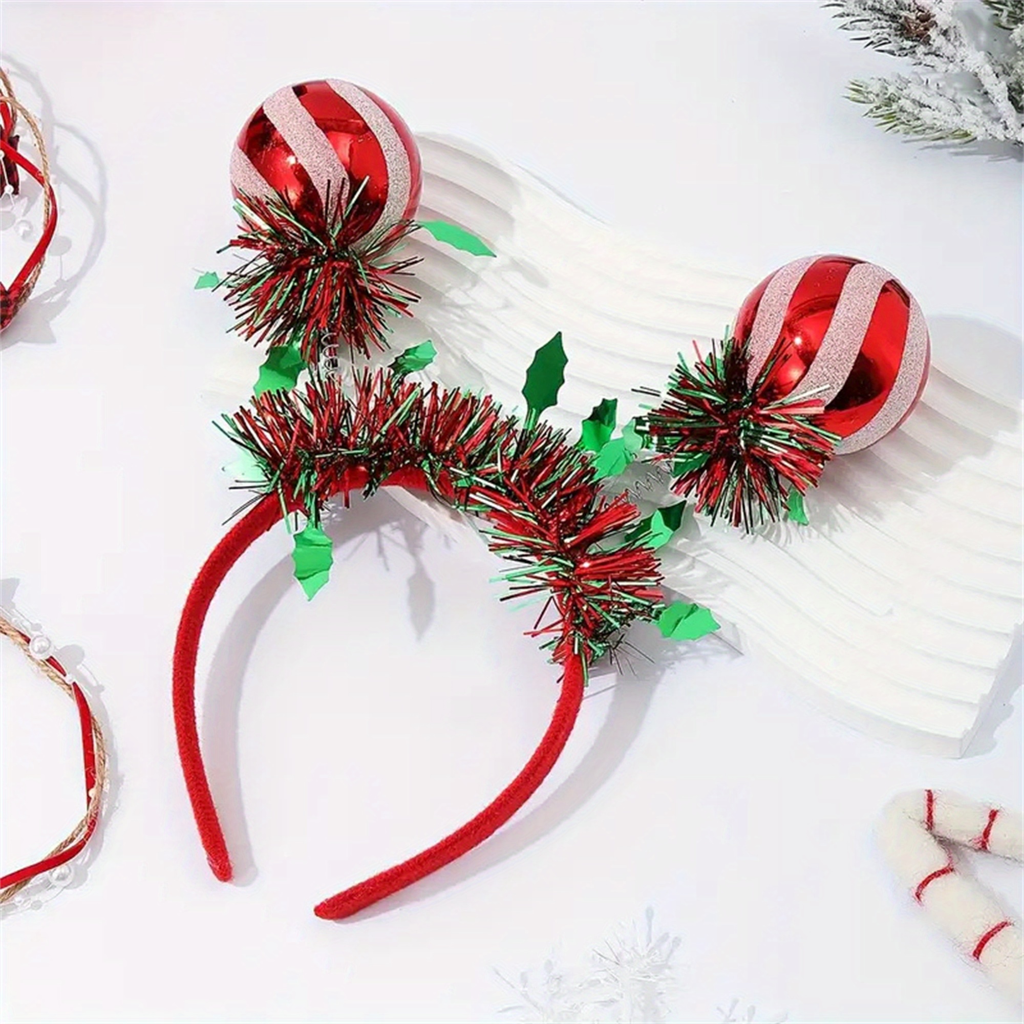 1pc festive christmas tree candy cane headband women plastic  display picture 1