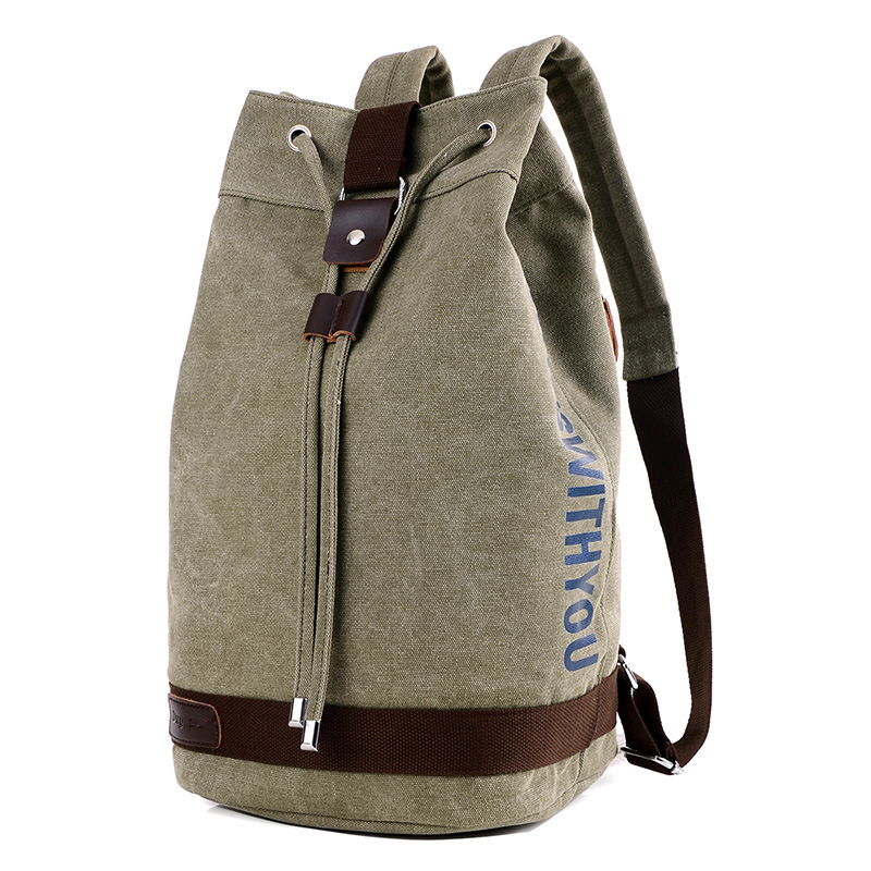 Image of Men' Backpack | Gym Bag, Outdoor Sports Bucket Handbag, Fashion College Style Travel Backpack With Adjustable Shoulder Strap, Zipper Closure, Lining, Fade Resistant, Lightweight