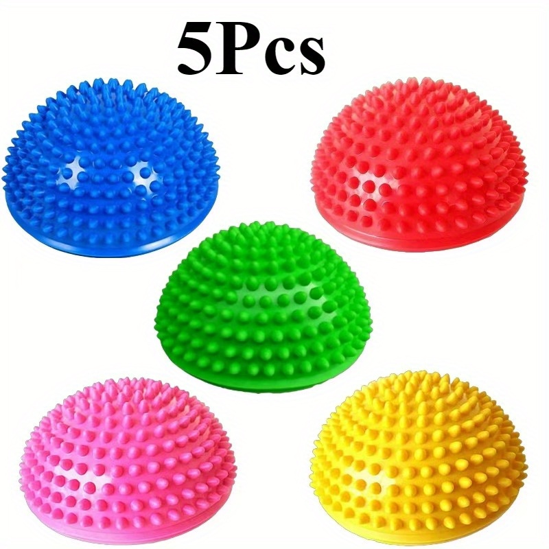 Image of 5pcs/ Set Hedgehog Balance Boards Half Sphere Yoga Balls Funny Play Special Surface Protrusion Design Anti-slip Sports Exercise Trainer For Gym, Pilates, Home Fitness