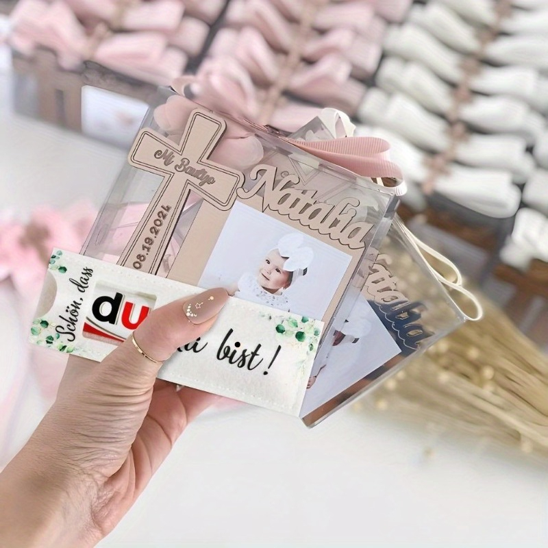 24pcs "" Guest Gift Wedding Eucalyptus Pattern Box Felt Gift Chocolate Wrapping For Wedding, Birthday, Graduation, First Communion, Confirmation, Baptism