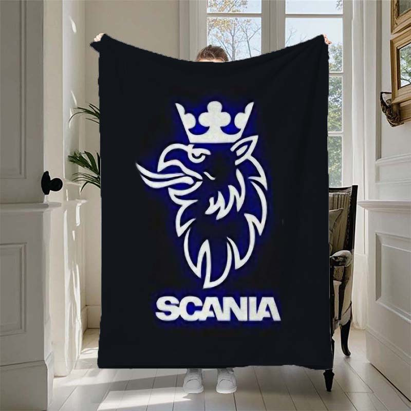 

1pc Truck Themed Printed Blanket, Print Polyester Fleece Throw For All , Ideal For Christmas, Wedding, Birthday Gifts - Cartoon Design Flannel Fabric, Non-woven, 250-300gsm