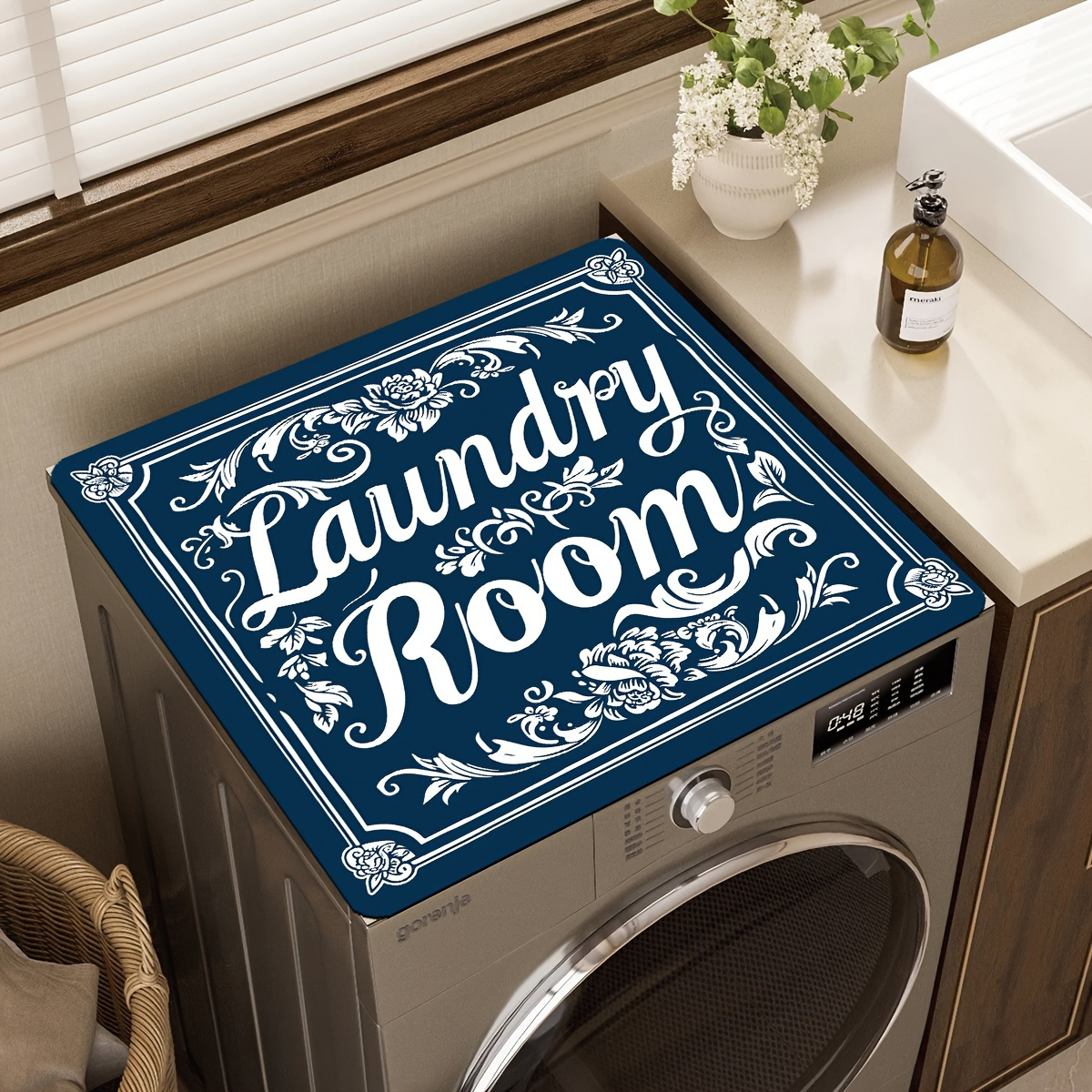 TEMU 1pc Protège-Tête de Machine à Laver et de Séchoir - Tapis de Lavage Extra Large 23.6x19.7 Pouces (59x49cm) - Base en Caoutchouc aux Rayures et