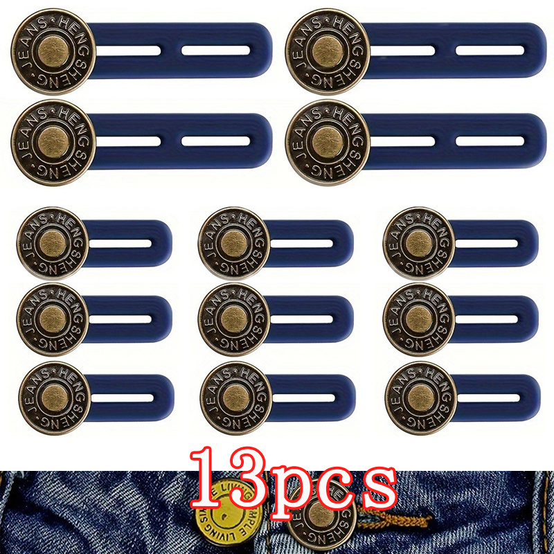 E-shop 13-teiliges Set Verstellbare Jeans-Gürtelverlängerungen - Edelstahl-Schnalle, Gummipanel, Einfacher Stil, Nicht-Textilgewebe, Mittlere Größe,