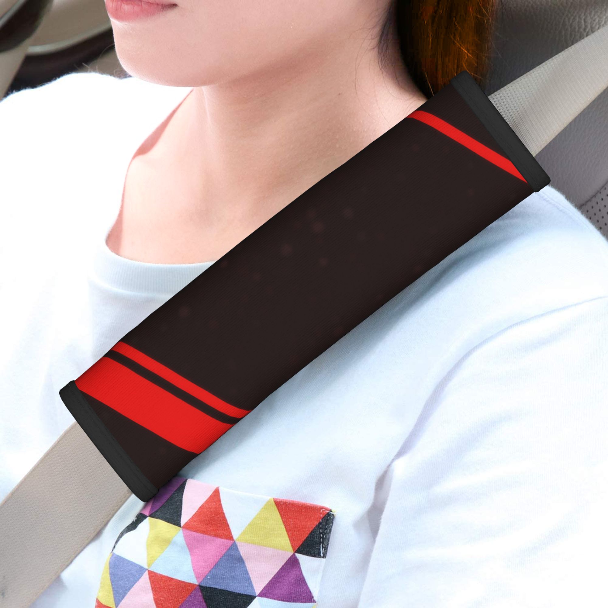 TEMU A Single Piece Of Shoulder Covers Featuring A Dynamic Red And Black With Diagonal Lines And Dots, Any Vehicle. For Occasions Like Valentine's
