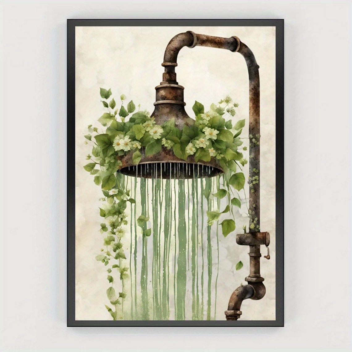E-shop 2D Flach, 2D Flach, ., Wandkunst, Vintage Poster, Kleine weiße Gänseblümchen Dusche Kunstdruck, Botanische Blumen Leinwandmalerei, Einzigartige