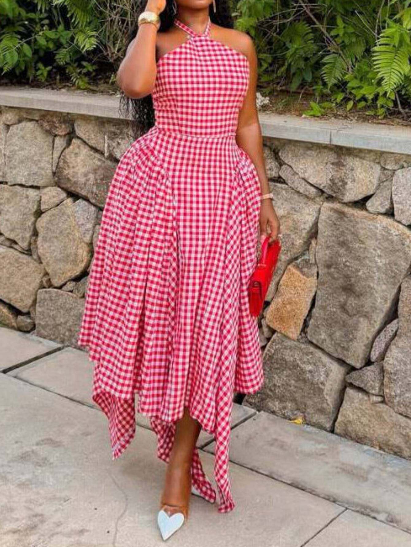 red check dress sold on Temu United States