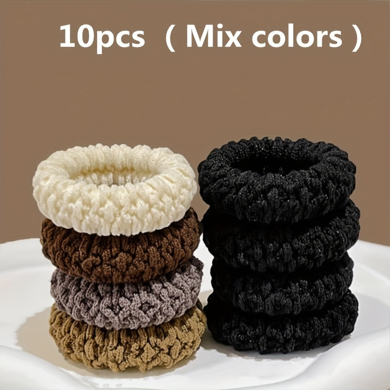 10pcs High Elasticity Thick Hair Tie Set For - Elegant Sweet Solid Color Scrunchies, Soft Non-tight Hairstyles, Suitable For Adults, Multiple Colors