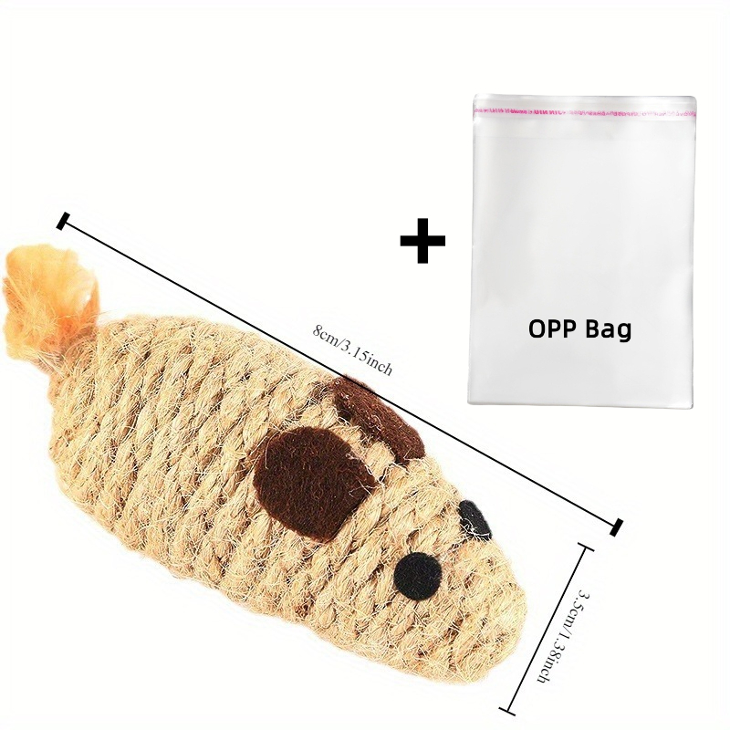 TEMU 1pc Of A Crinkling Toy Mouse Featuring Hemp Rope And Inside | Teasing Mouse Toy + 1pc Of Opp , Without Battery