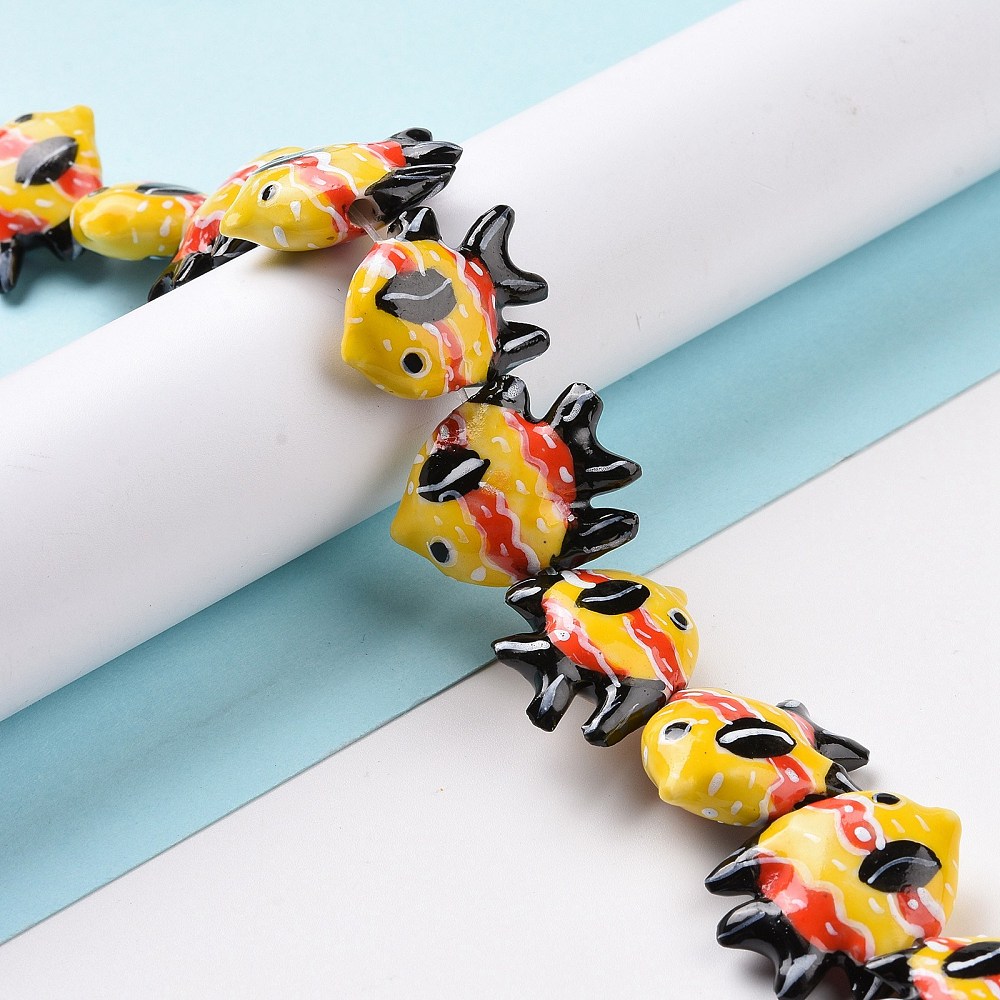 5pcs Handmade Porcelain Beads, Ocean Decor
