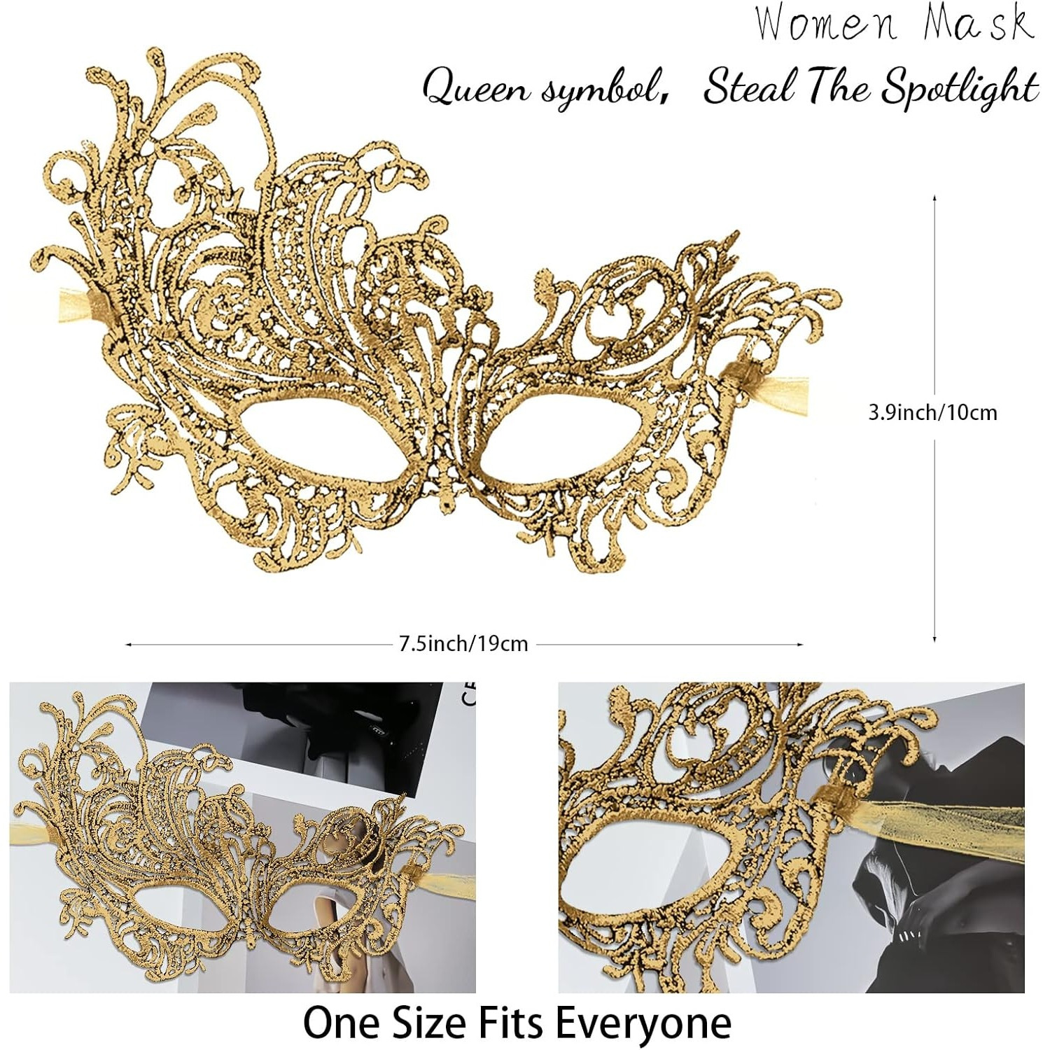 4-Pack Elegant Lace Venetian Masquerade Masks for Women, Soft and Comfortable Fit, Perfect for Halloween, Carnival, and Costume Parties