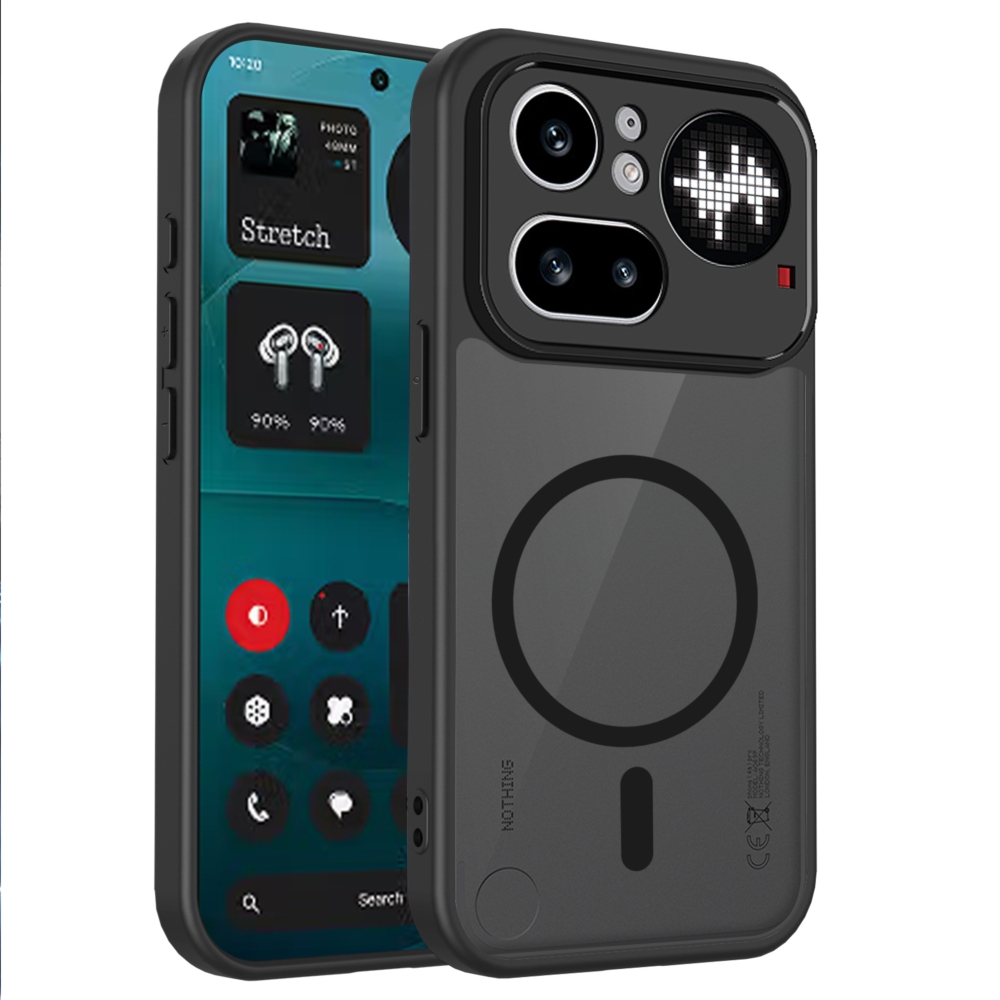 TEMU Phone Case: Skin-feel Transparent Black Magnetic Case For Nothing Phone 4a Pro, Full-coverage Drop-proof Phone Case