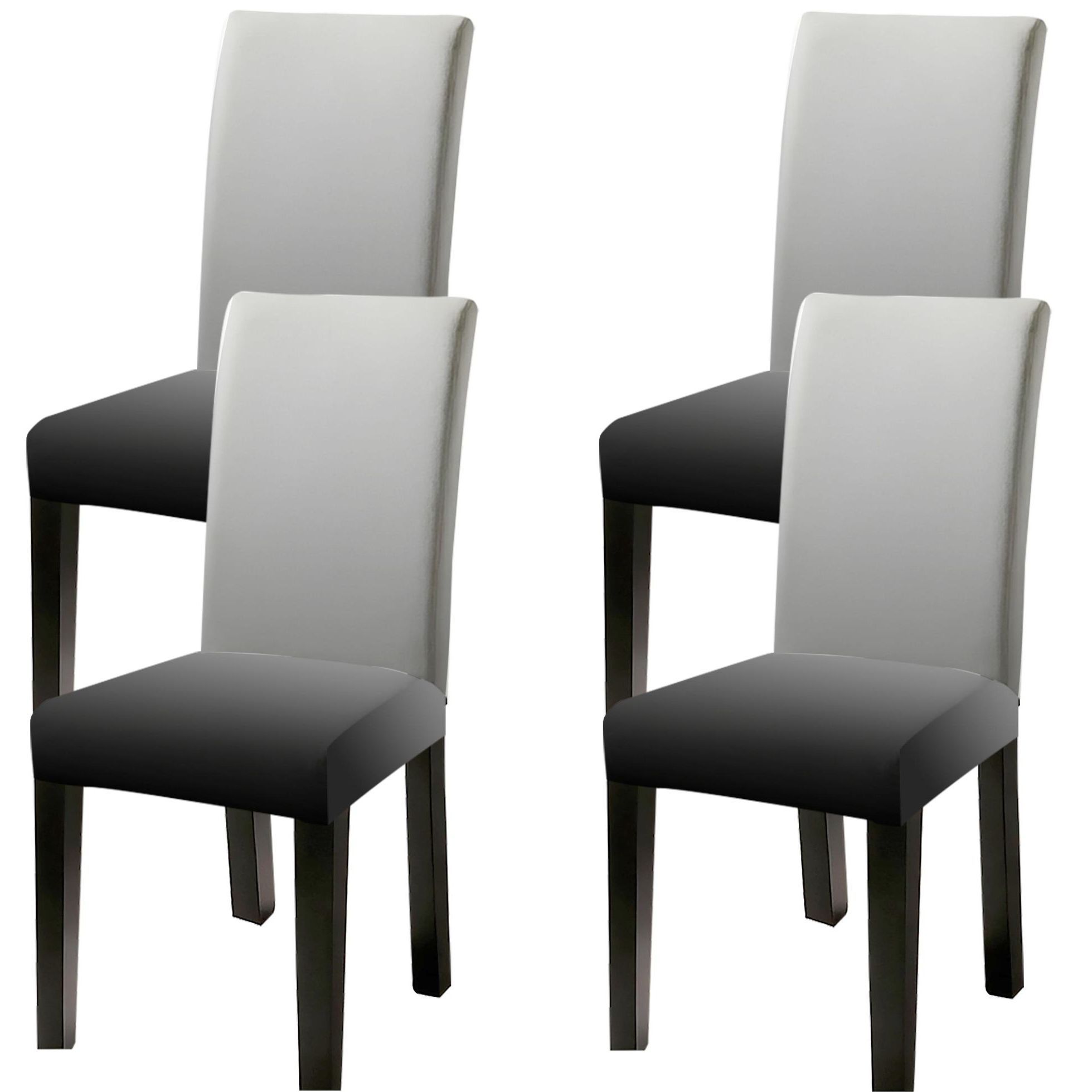 TEMU 4/6pcs Solid Color Stretch Dining Chair Covers, Light Gray Top & Gradient Print, Elastic Spandex Removable Washable Chair Slipcovers, Universal