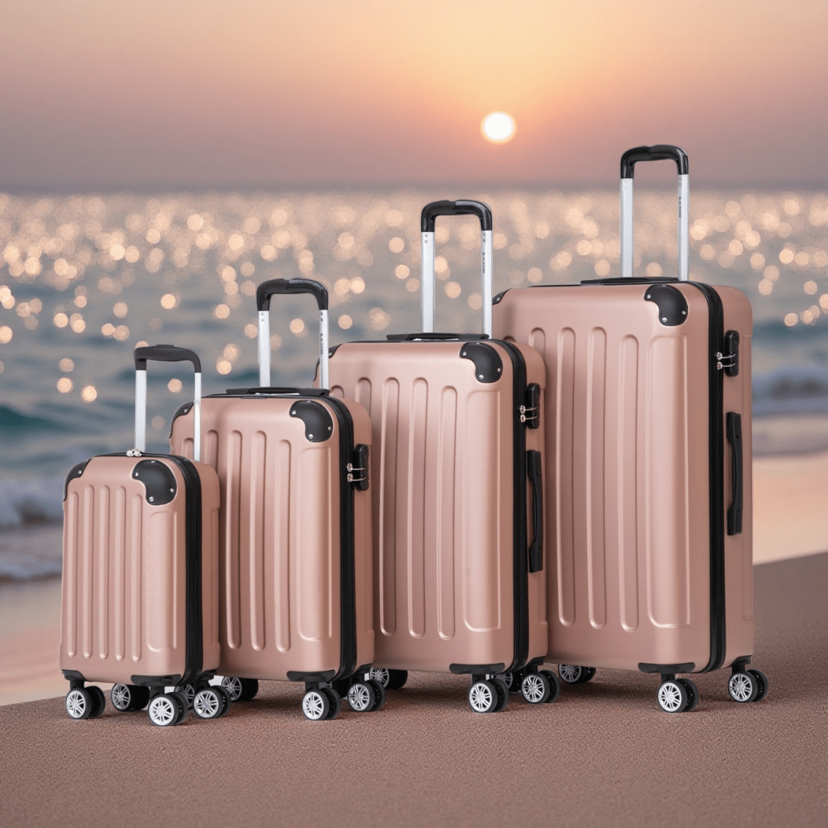 TEMU Suitcase Set Four-piece Hard Shell Case, Lightweight Carry Luggage 40 Cm, 55 Cm Trolley Case, Medium Size 66 Cm Box, Large 76 Suitcase, With 4