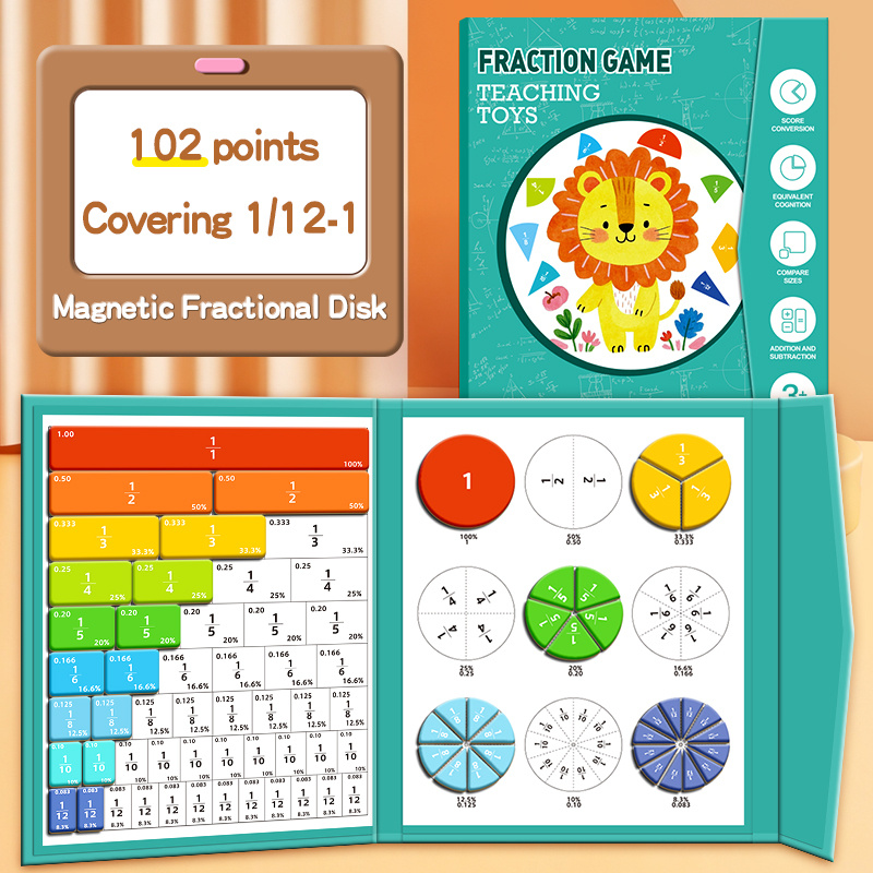 TEMU Fraction Learning Tool Suitable 3+ | Equivalent Fractions, Size Comparison & Math Games With Addition/subtraction Practice | Color-coded Toy For