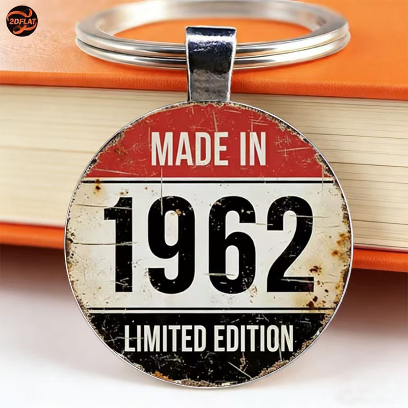 TEMU Portachiavi 2D piatto vintage limitata 1962, decorazione per , per regali di commemorativa, borse e regali decorativi per chiavi auto, regali di