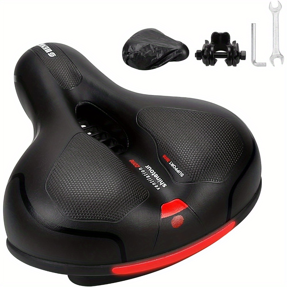 TEMU Bicycle , Ergonomic Bicycle Seat, Comfortable Bicycle Seat With Reflective Replacement Strap For Mountain Bikes, Exercise Bikes And Road Bikes,