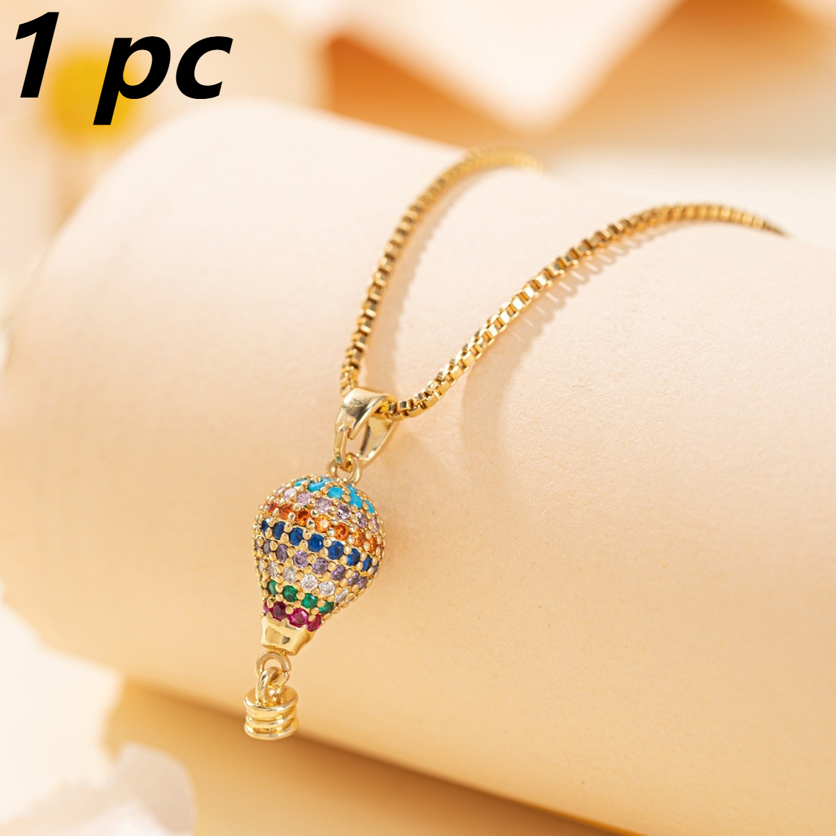 TEMU 1pc Collana con scatola pendente a forma di con zirconia e colorata, in rame, per donna