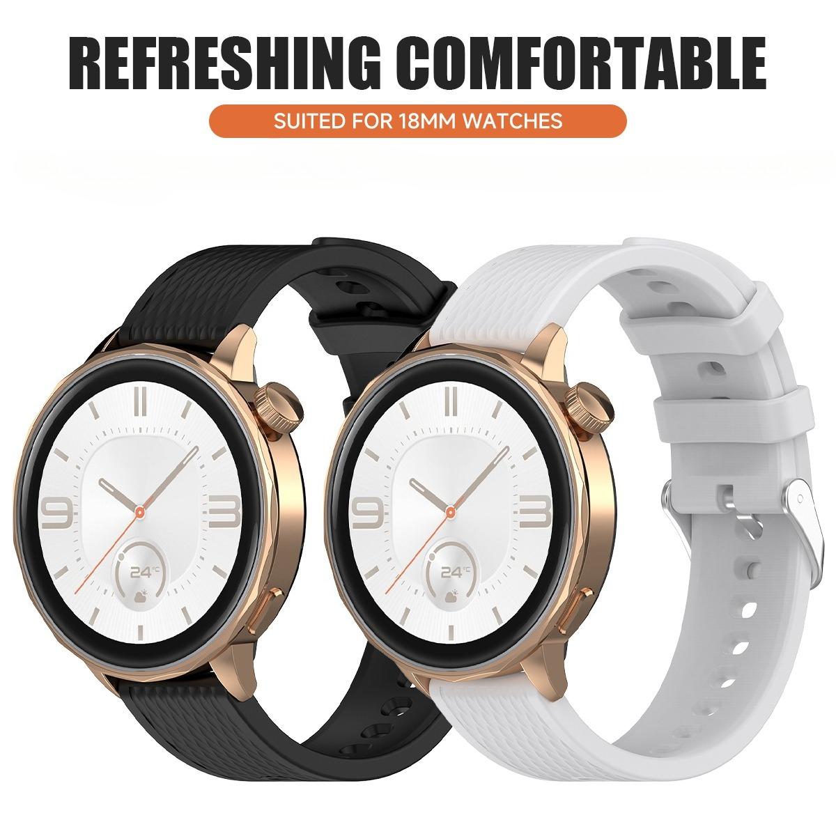 1pc 18Mm Silicone Watch Strap Compatible with Huawei Band 7 8 9 for samsung for galaxy Watch 4 5 6 Active Replacement Wristband