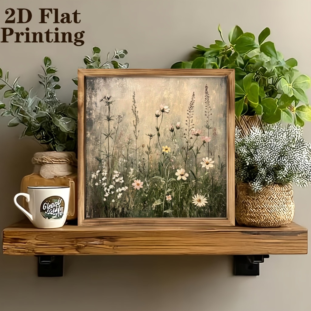 TEMU 2d Flat, Depicting Country Wooden Decor, Suitable For Living Room, Bedroom, Or Kitchen Decoration, An Ideal Housewarming Gift