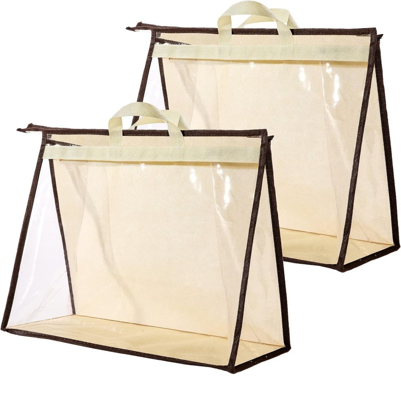 TEMU 2pcs Transparent Pvc Tote Storage Bag With Handle - Xl Zippered Suitable For Wallets, Cash, Cards Organizer Suitable For Receipts, Travel