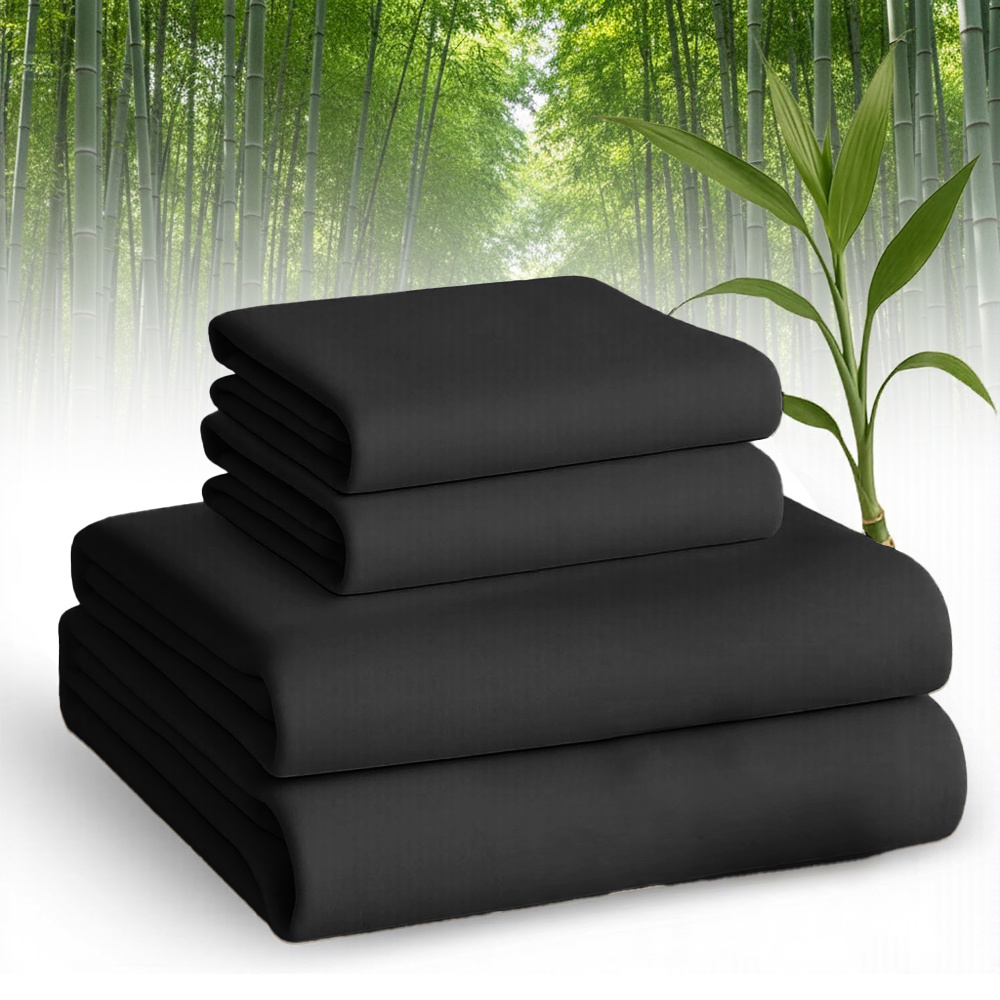 Set of Breathable Bamboo Bed Sheets Including Fitted Sheet And Pillowcases, Suitable for Children And Available in Queen And Twin Sizes. These Cooling Sheets Have Deep Pockets for Hot Sleepers And Make Excellent Gifts