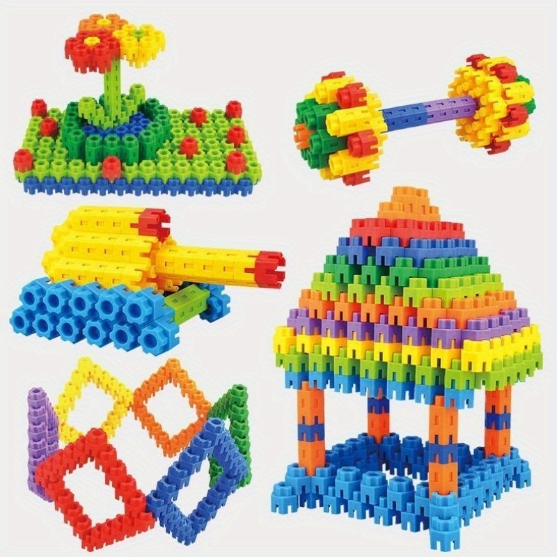 128pcs large size diy interlocking blocks multi color hexagonal blocks large creative chain blocks play childrens creative imagination back to school gifts handmade construction toys details 2