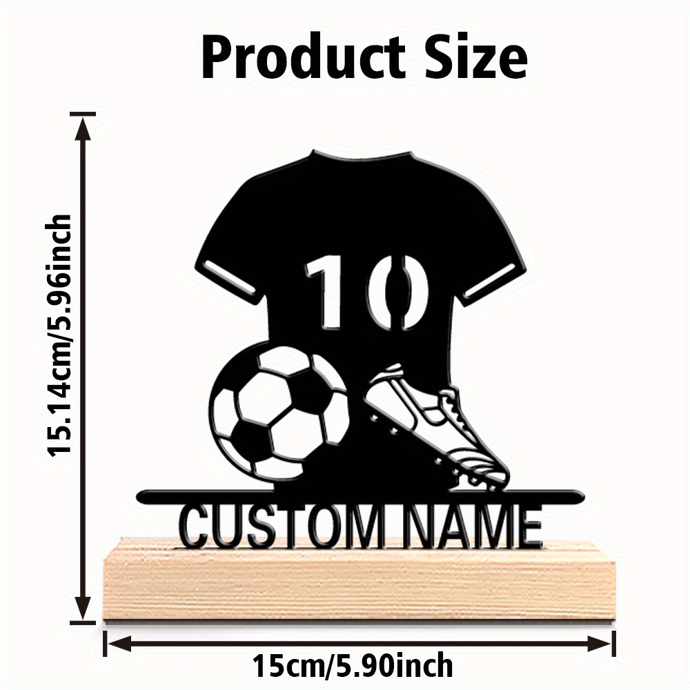 TEMU 1 Personalized Football Figurine Replica Metal Statue - Custom Name & Number, Football Decoration - Elegant Desktop Ornament, Sports Fan