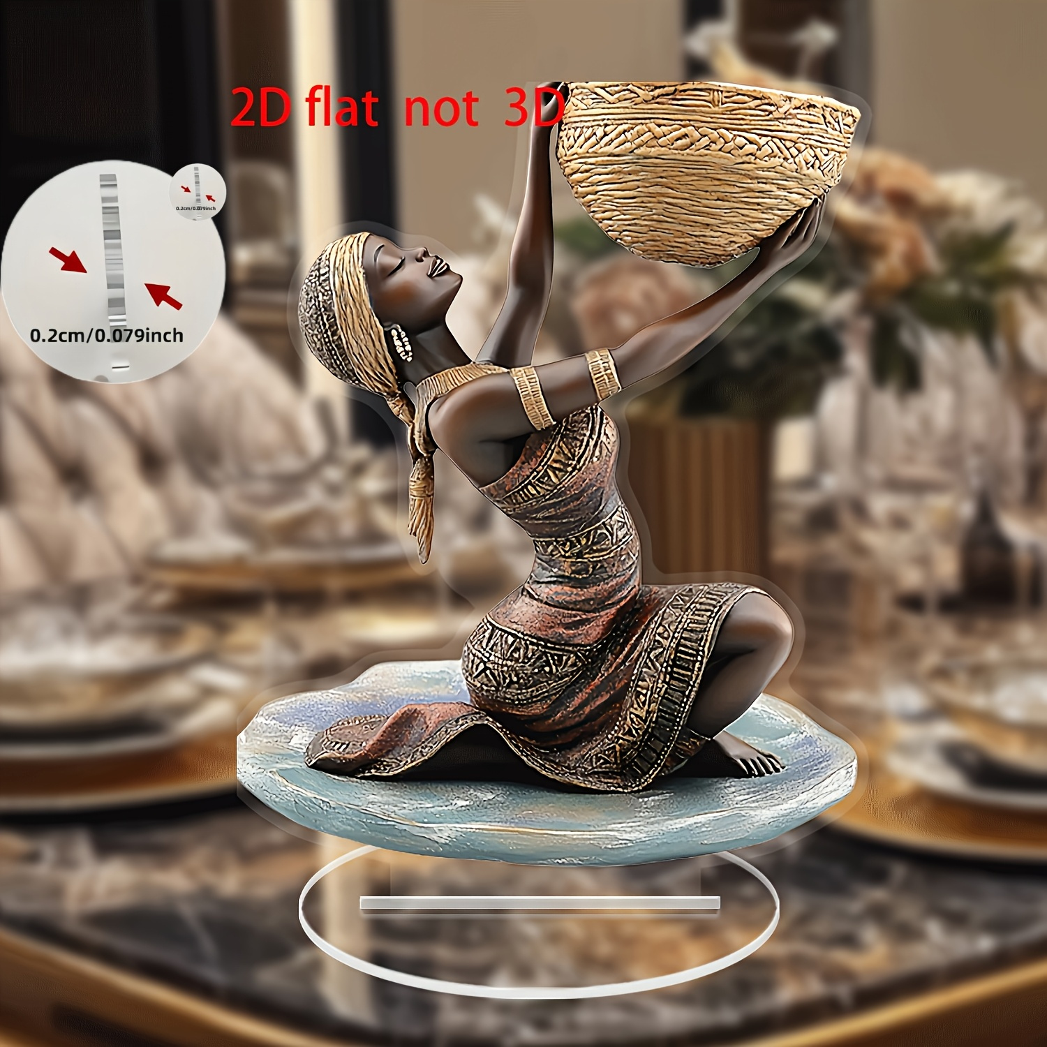 TEMU 2d Flat, 1pc Pack, Acrylic Flat Decoration, Depicting African Women - Size 7.09 X 5.51 Inches - Multifunctional Indoor/outdoor Decor, Suitable