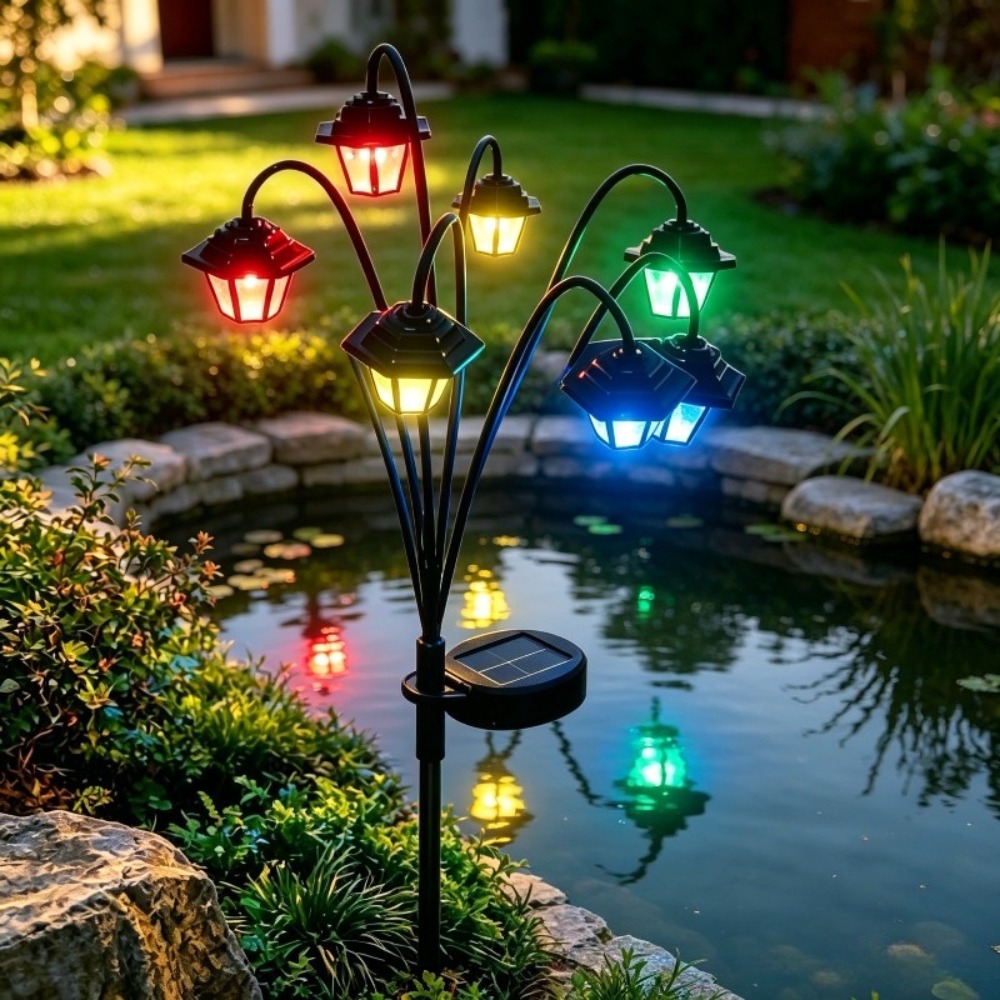 Image of Solar Vintage Hexagon Lantern Light - Led Outdoor Stake Light For Garden, Patio, Walkway, Weddings, Halloween & Christmas Decor