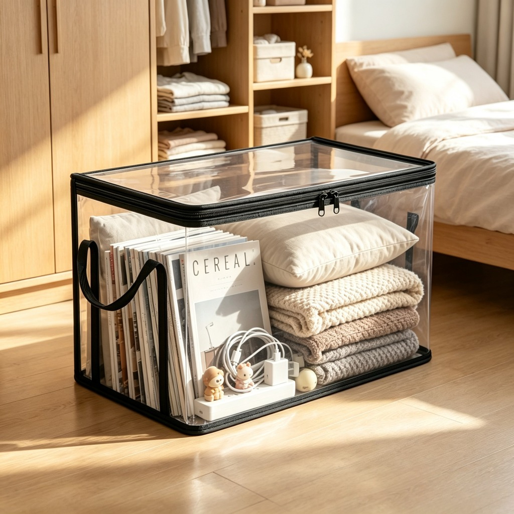 5pcs Set of Transparent Storage Boxes with Double Zippers